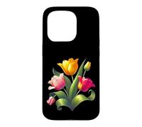 Carcasa para iPhone 15 Pro Elegante Ramo De Tulipanes Rosado Rojo Amarillo Floración Formas Mania