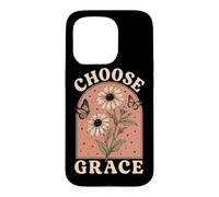 Carcasa para iPhone 15 Pro Elegir Gracia Cristiano Girasol Mariposa Fe Religi