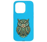 Carcasa para iPhone 15 Pro Elemental Folk Art Owl Symmetrical Mandala Bird Graphic