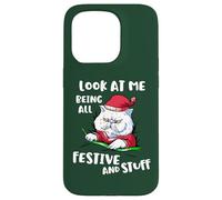 Carcasa para iPhone 15 Pro Es Gracioso mirarme Siendo Tan Festivo y esas Cosas como un Gato navideño