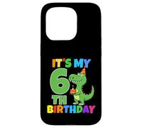 Carcasa para iPhone 15 Pro Es mi 6º cumpleaños Dinosaurio T-Rex niño de 6 años Divertido