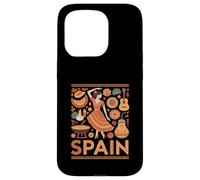 Carcasa para iPhone 15 Pro España Divertida Cultura Española Guitarra Flamenca Paella
