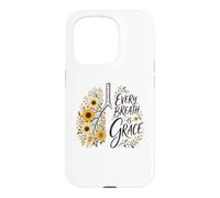 Carcasa para iPhone 15 Pro Every Breath Is Grace Boho Floral Pulmones Girasoles de otoño