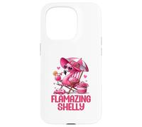 Carcasa para iPhone 15 Pro Flamazing Shelly Pink Flamingo Tropical Beach Trip Mujer