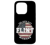 Carcasa para iPhone 15 Pro Flint Michigan, Bandera Americana Vintage