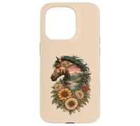 Carcasa para iPhone 15 Pro Flores Silvestres Boho Wild Horses Western Summer Country