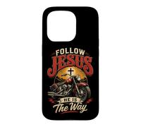Carcasa para iPhone 15 Pro Follow Jesus He is The Way Christian Motorcycle Gospel Biker