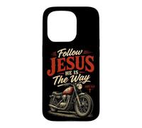 Carcasa para iPhone 15 Pro Follow Jesus He is The Way Christian Motorcycle Gospel Biker