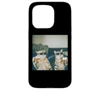 Carcasa para iPhone 15 Pro Foto Retro de Gatos con Cerveza Divertida, Divertida Fiesta de Gatos enfriados con Alcohol