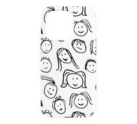Carcasa para iPhone 15 Pro Funny Artsy Linocut Kids Faces, Lindo Sonriendo riendo