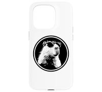 Carcasa para iPhone 15 Pro Funny Black Logo Sunglasses Lover Chill Capybara Vibes