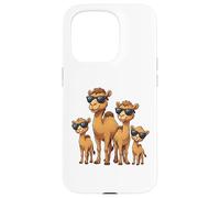 Carcasa para iPhone 15 Pro Funny Camel Family Wearing Sunglasses Arabian Animal Desert