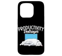 Carcasa para iPhone 15 Pro Funny Cat Productivity Destroyer Dueño de Gato Humor Amante de los Gatos