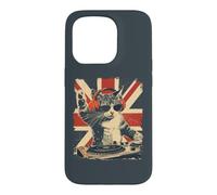 Carcasa para iPhone 15 Pro Funny DJ Cat Disco Sound Tech Headphone Music UK Flag