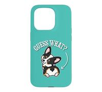 Carcasa para iPhone 15 Pro Funny Girl Kawaii Guess What Butt Black Tricolor Corgi Lover
