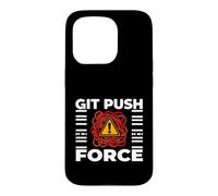 Carcasa para iPhone 15 Pro Funny Programmer Coding Git Push Force Warning