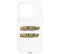 Carcasa para iPhone 15 Pro Funny Racing Humor Heart Dice Pit Knees Say Sit Race Broma
