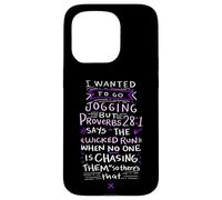 Carcasa para iPhone 15 Pro Funny Saying - I Wanted To Go Jogging But Proverbs 28:1