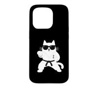 Carcasa para iPhone 15 Pro Gato Karate Gafas Artes Marciales Karateka Dojo