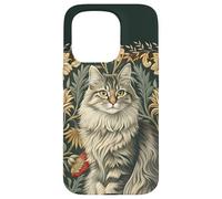 Carcasa para iPhone 15 Pro Gato Maine Coon Vintage Estilo William Morris