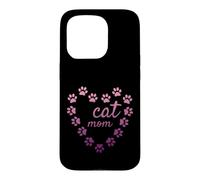 Carcasa para iPhone 15 Pro Gato Mamá Corazón Huellas Estéticas Lindas Patas Rosa