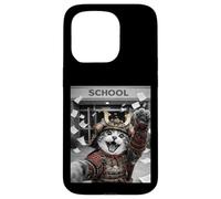 Carcasa para iPhone 15 Pro Gato Samurai Último día de Escuela Vacaciones de Verano Divertido Selfie
