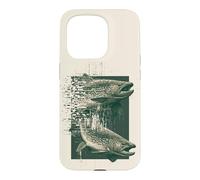 Carcasa para iPhone 15 Pro Glitch Trucha Pesca Gráfico Retro Digital Fish Design