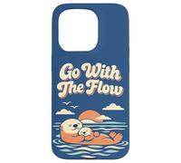 Carcasa para iPhone 15 Pro Go with The Flow Cute Sea Otter Retro Animal