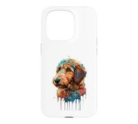 Carcasa para iPhone 15 Pro Golden Doodle Colorido Splatter Art Acuarela Pintada