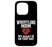 Carcasa para iPhone 15 Pro Gráfico de Wrestling Mom My Heart Is On That Mat