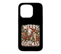 Carcasa para iPhone 15 Pro Gráfico navideño Retro de Farm Goat Merry Goatmas