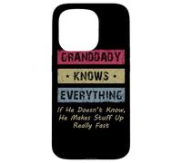 Carcasa para iPhone 15 Pro Granddaddy Knows Everything Humor Saying Retro Grandpa