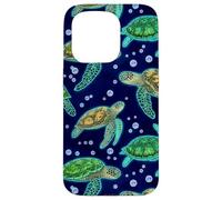 Carcasa para iPhone 15 Pro Green Sea Turtle Marine Life Ocean Decorative Pattern