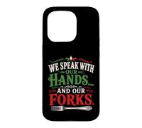 Carcasa para iPhone 15 Pro Hablamos con Las Manos Y Nuestros Tenedores Comida Italiana Humor
