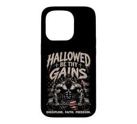Carcasa para iPhone 15 Pro Hallowed Be Thy Gains Halterofilia Fitness USA Culturista