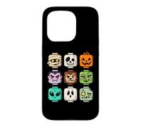 Carcasa para iPhone 15 Pro Halloween Building Brick Head Pumpkin Ghost Zombie Costume