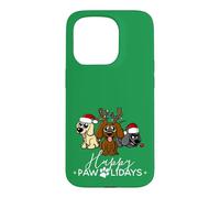 Carcasa para iPhone 15 Pro Happy Pawlidays - Lindas Luces navideñas de Papá Noel