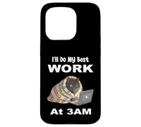 Carcasa para iPhone 15 Pro Haré mi Mejor Trabajo a Las 3 de la mañana, Divertido portátil Night Owl Black Cat
