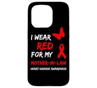 Carcasa para iPhone 15 Pro Heart Disease I Wear Red For My Mother-In-Law Ribbon
