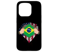 Carcasa para iPhone 15 Pro Herencia brasileña Raíces de Brasil Bandera de EE. UU