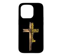 Carcasa para iPhone 15 Pro Hijo de Dios Jesucristo Versículo de la Biblia 9 Juan 3:16 Cruz Fe