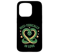 Carcasa para iPhone 15 Pro Hiss-terically In Love Cute Snake Heart Juego de Palabras Amante de Reptiles