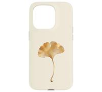 Carcasa para iPhone 15 Pro Hoja de Ginkgo Acuarela Dorada Diseño Minimalista Botánico