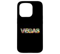 Carcasa para iPhone 15 Pro Horizonte de Las Vegas con Edificios icónicos en Negrita Texto de Las Vegas