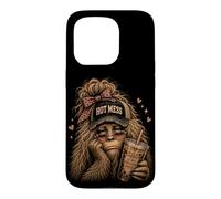Carcasa para iPhone 15 Pro Hot Mess Bigfoot Coffee Is My Survival Juice Mujer