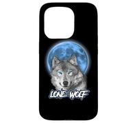 Carcasa para iPhone 15 Pro Howling Lone Wolf On Moon Animal Funny Wolves Lover