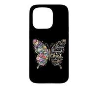 Carcasa para iPhone 15 Pro I Can Do All Things Through Christ Floral Butterfly Faith