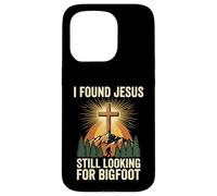 Carcasa para iPhone 15 Pro I Found Jesus Still Looking For Bigfoot Cristo Cruz Dios Rey