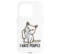 Carcasa para iPhone 15 Pro I Hate People Sign,Funny Cat Giving The Finger Flipping Off