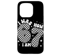 Carcasa para iPhone 15 Pro I Was 6 Now I Am 7 Groovy Retro Checkered 7th Birthday Party